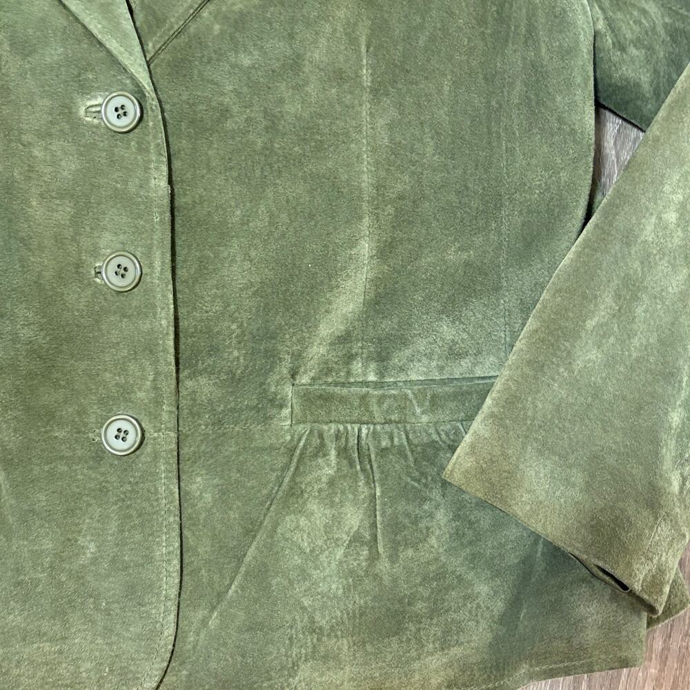 VTG Pursuits Ltd Olive Green Suede Leather Blazer Jacket Women’s XL Y2K​ - Picture 5 of 10